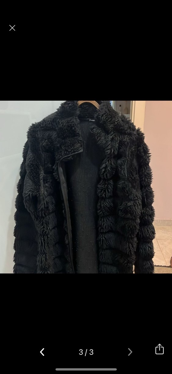 Siyah Kadın Kürk Detaylı Midi Mont - Görsel 3