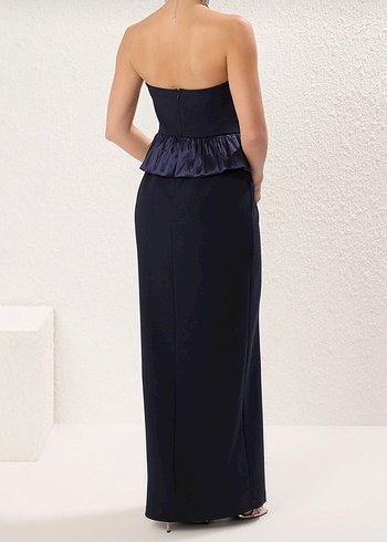 Lacivert Straplez Uzun Abiye Elbise - Görsel 4