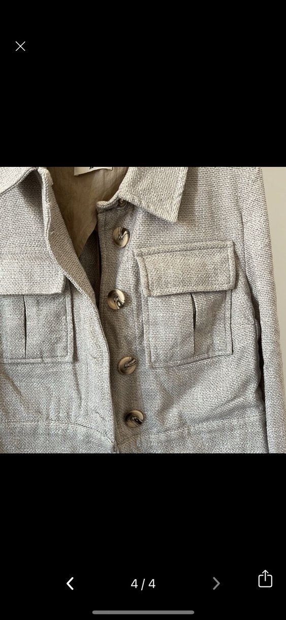 Bej Keten Mini Kadın Ceket - Görsel 4