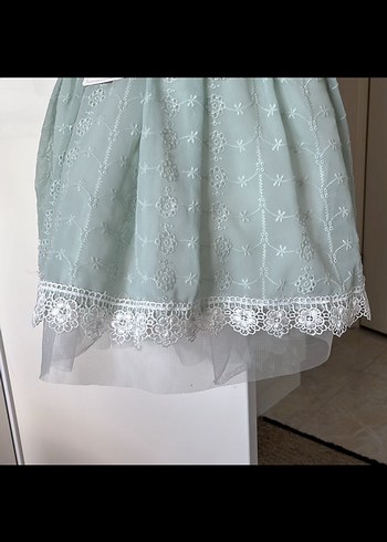 Kız Çocuk Pastel Dantelli Elbise - Görsel 3