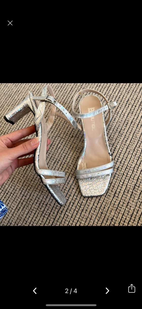 Gri Yılan Baskılı Tokalı Blok Topuklu Kadın Ayakkabı - Görsel 2