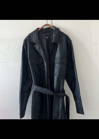 Siyah Deri Kadın Ceket, Düğmeli, Street Style - Görsel 2