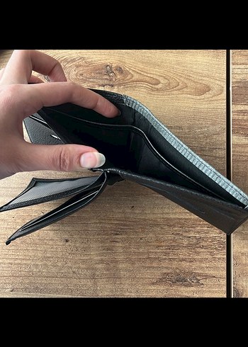 Gri Baskılı Deri Erkek Cüzdan - Görsel 4