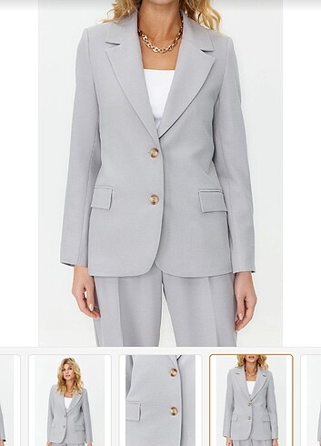 36 Beden Grı regular astarlı dokuma blazer ceket