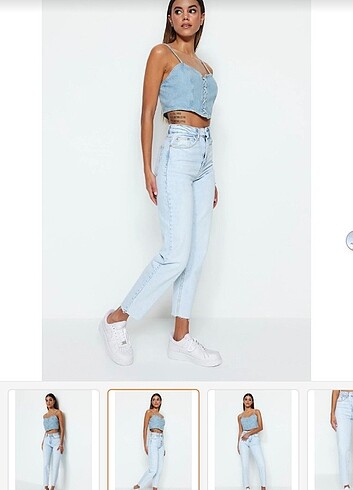 Trendyol & Milla Açık mavi yuksek bel slim mom jeans