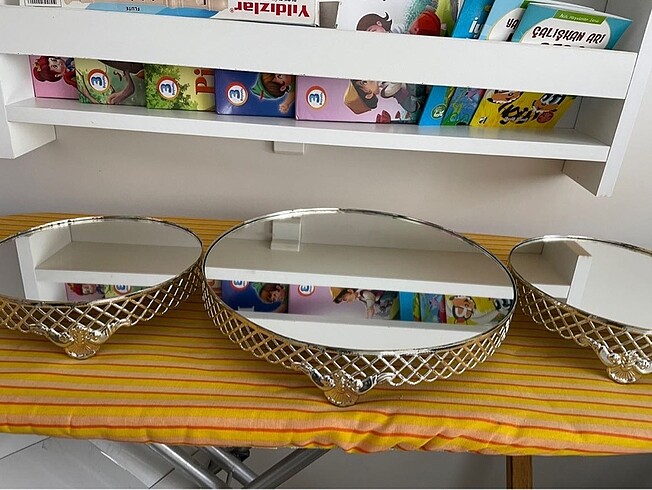 3 lü gümüş renk jardinyer set