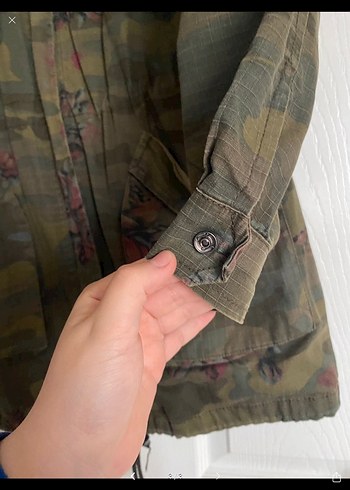 Kadın Kamuflaj Desenli Midi Ceket - Görsel 3