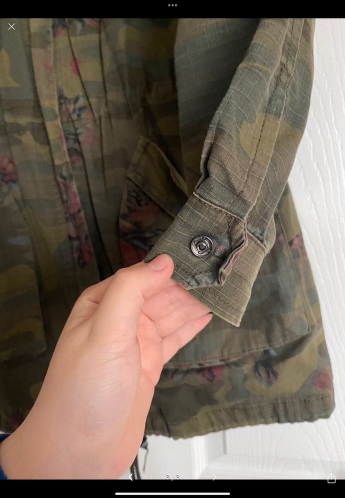 Kadın Kamuflaj Desenli Midi Ceket - Görsel 3