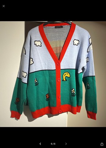 Renkli Triko Kadın Hırka - Görsel 6