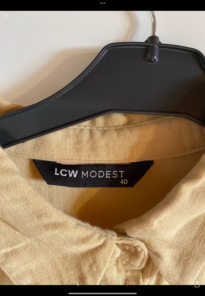 Bej Düğmeli Keten Kadın Gömlek - Görsel 3