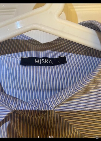 Düğmeli, Kemerli Mavi Kadın Keten Gömlek - Görsel 3