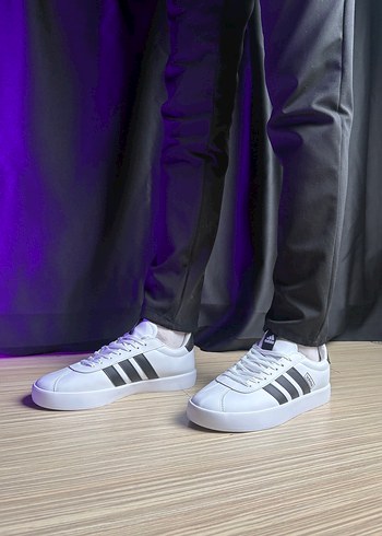 Beyaz Siyah Çizgili Erkek Spor Ayakkabı - Görsel 14