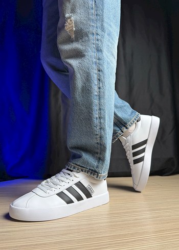 Beyaz Siyah Çizgili Erkek Spor Ayakkabı - Görsel 9