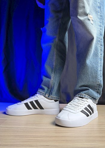 Beyaz Siyah Çizgili Erkek Spor Ayakkabı - Görsel 10