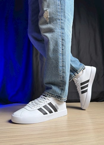 Beyaz Siyah Çizgili Erkek Spor Ayakkabı - Görsel 7