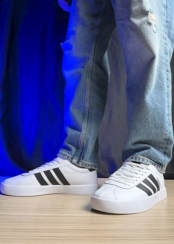 Beyaz Siyah Çizgili Erkek Spor Ayakkabı - Görsel 11