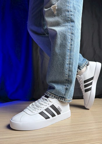 Beyaz Siyah Çizgili Erkek Spor Ayakkabı - Görsel 4