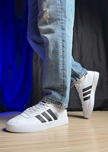 Beyaz Siyah Çizgili Erkek Spor Ayakkabı - Görsel 8