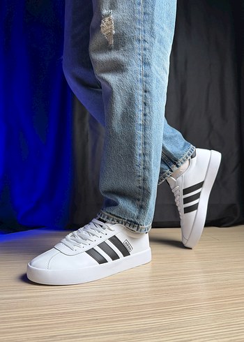 Beyaz Siyah Çizgili Erkek Spor Ayakkabı - Görsel 5