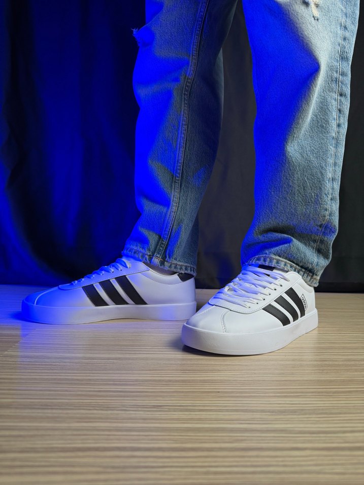 Beyaz Siyah Çizgili Erkek Spor Ayakkabı - Görsel 2