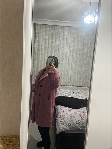 l Beden pembe Renk Only peluş mont