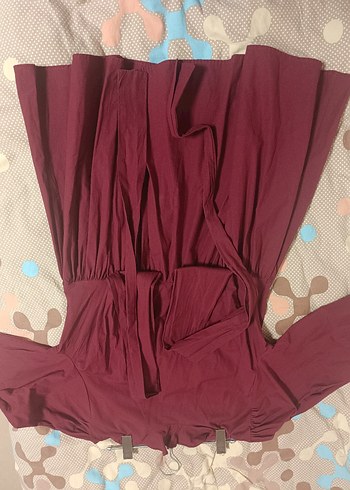 Bordo V Yakalı Drapeli Tunik - Görsel 3