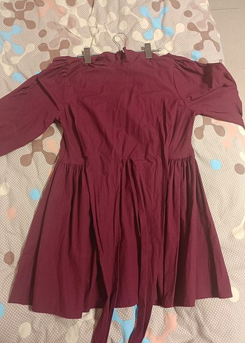 Bordo V Yakalı Drapeli Tunik - Görsel 4