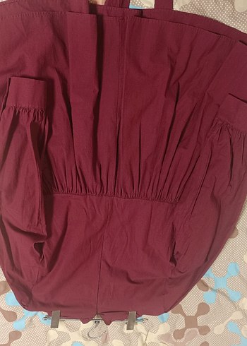 Bordo V Yakalı Drapeli Tunik - Görsel 6