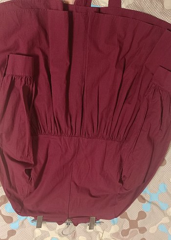 Bordo V Yakalı Drapeli Tunik - Görsel 5