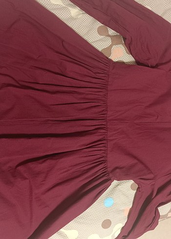 Bordo V Yakalı Drapeli Tunik - Görsel 7