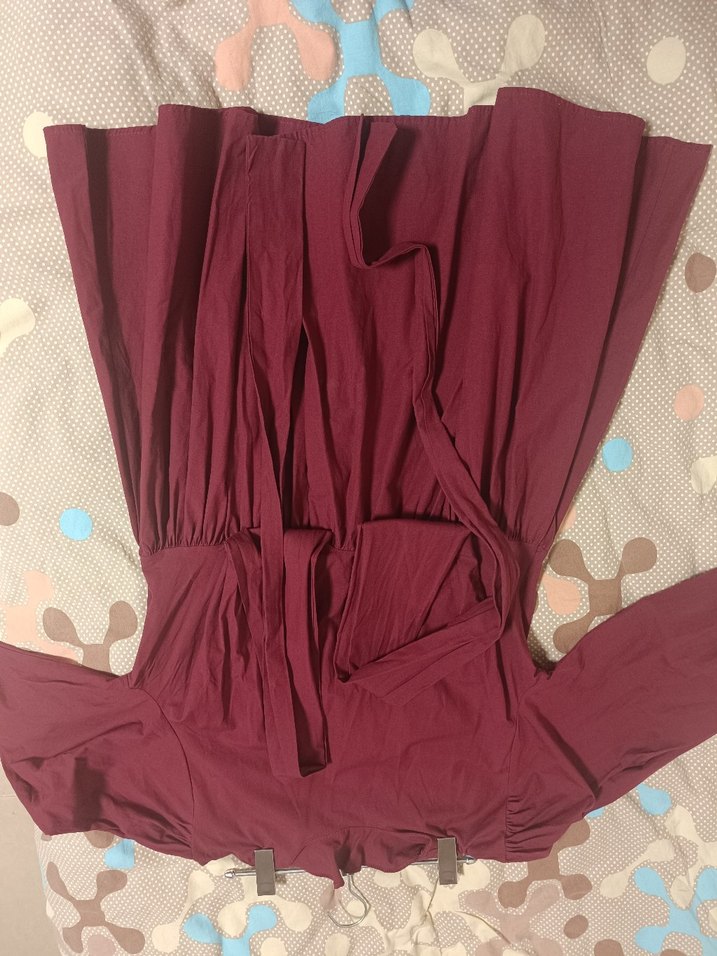 Bordo V Yakalı Drapeli Tunik - Görsel 3