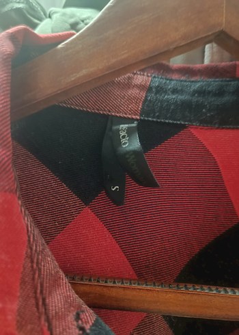 Kırmızı Ekose Düğmeli Uzun Kollu Gömlek - Görsel 5