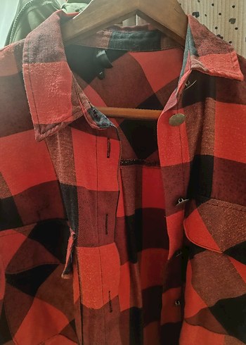 Kırmızı Ekose Düğmeli Uzun Kollu Gömlek - Görsel 6