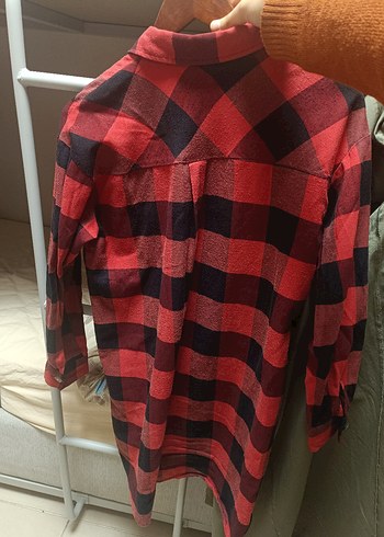 Kırmızı Ekose Düğmeli Uzun Kollu Gömlek - Görsel 2