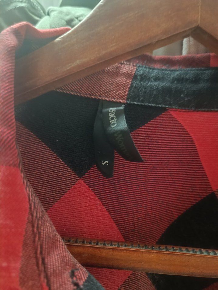 Kırmızı Ekose Düğmeli Uzun Kollu Gömlek - Görsel 5