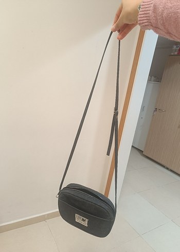 Gri Süet Kadın Omuz Çantası - Görsel 3