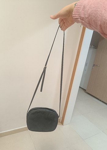 Gri Süet Kadın Omuz Çantası - Görsel 2