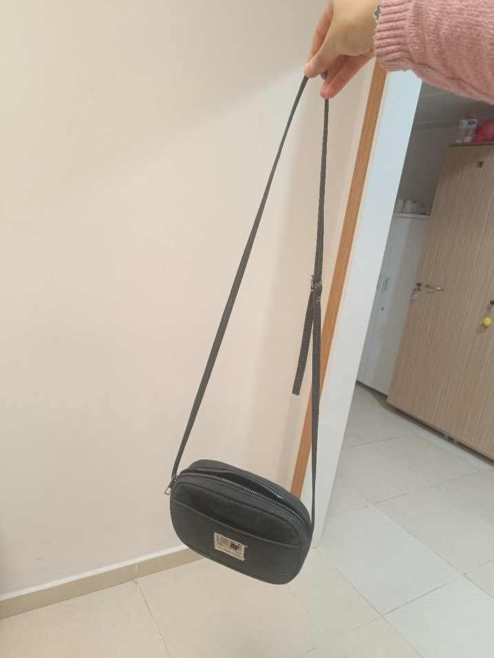 Gri Süet Kadın Omuz Çantası - Görsel 4