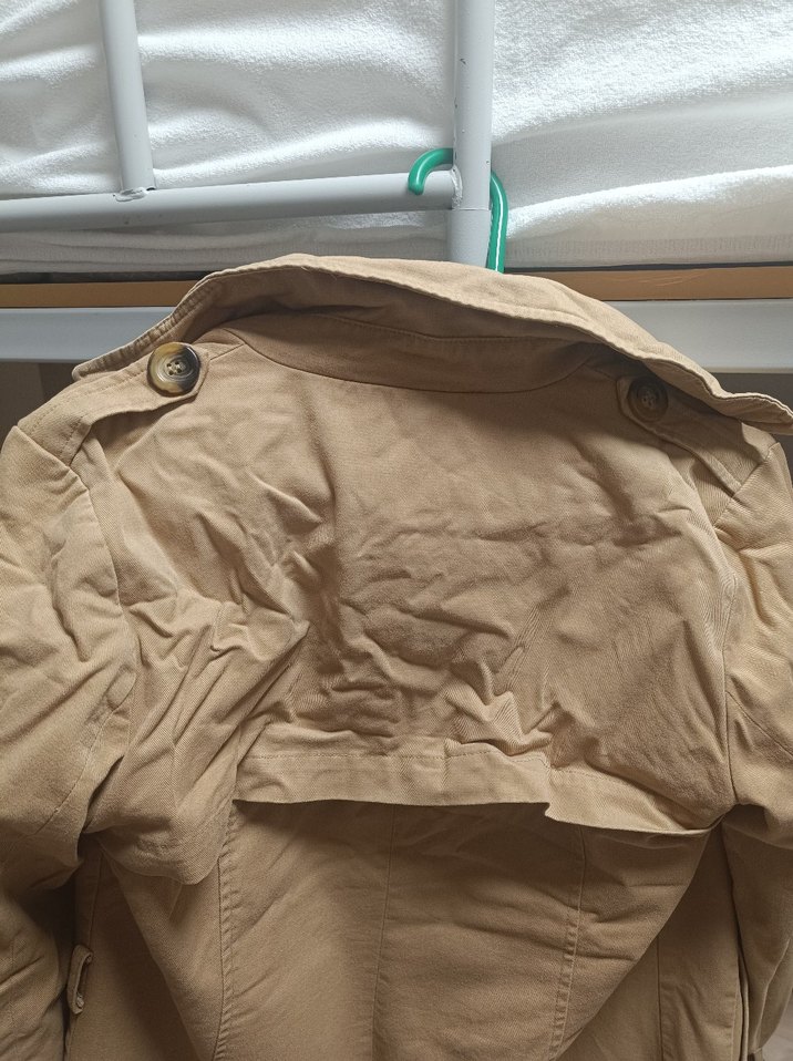 Bej Düğmeli Kadın Keten Trençkot - Görsel 2