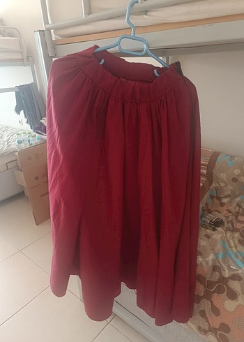 Bordo balon Dökümlü Kadın Etek - Görsel 3