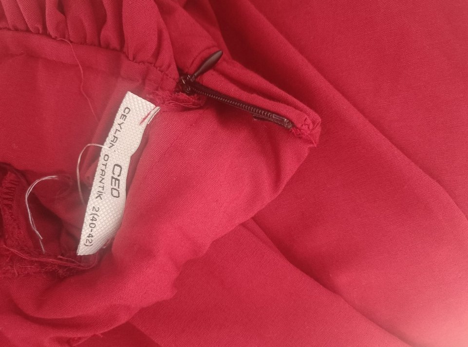 Bordo balon Dökümlü Kadın Etek - Görsel 4