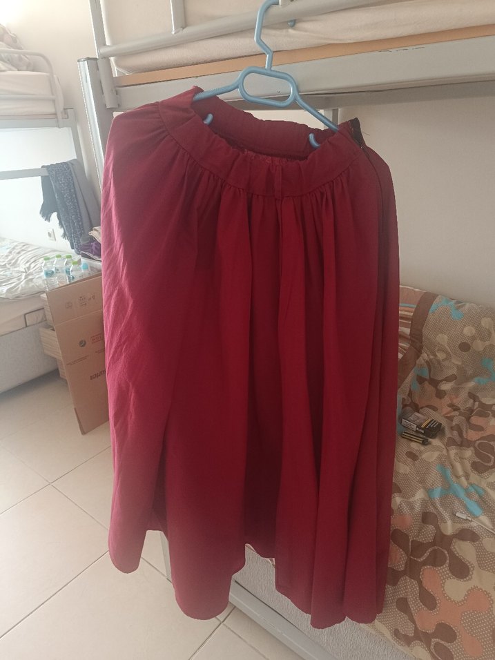 Bordo balon Dökümlü Kadın Etek - Görsel 3