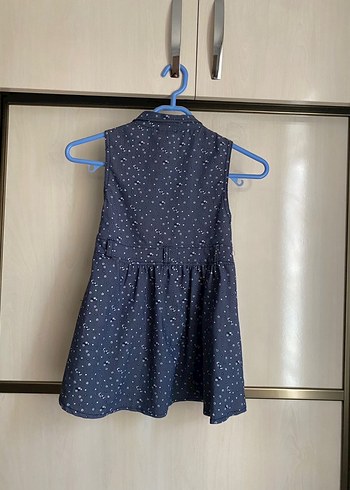 Kolsuz Lacivert Batik Desenli Kız Elbise - Görsel 2