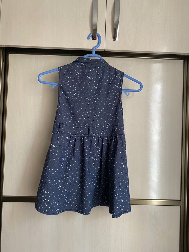 Kolsuz Lacivert Batik Desenli Kız Elbise - Görsel 2