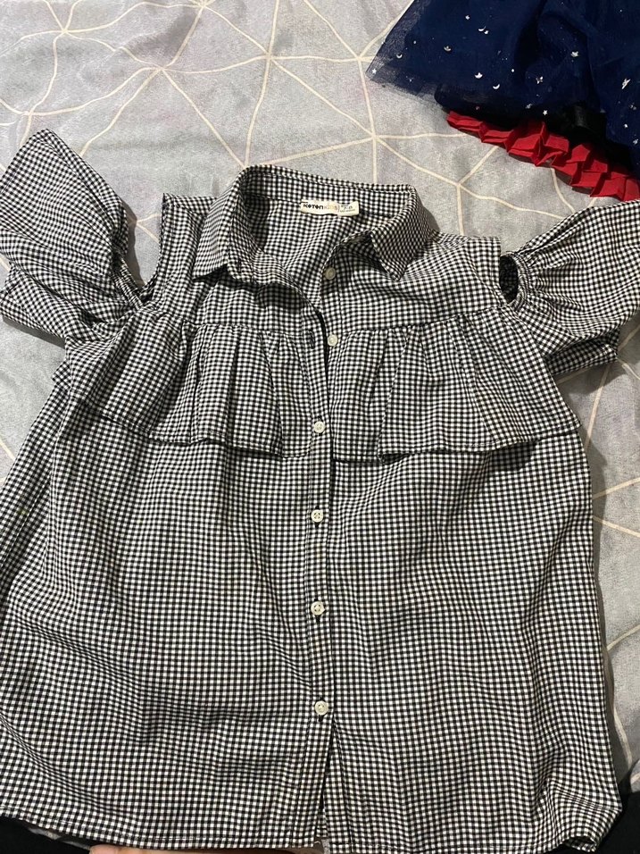 Çocuk Gri Düğmeli Pamuklu Gömlek - Görsel 2