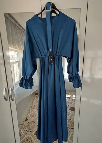 Diğer Mavi Uzun Sifon Elbise, Salaş Kesim