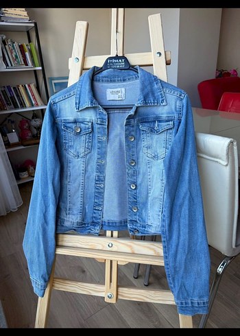 Düğmeli Mavi Kadın Denim Ceket