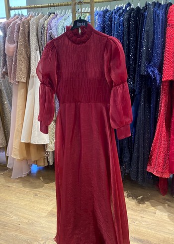 38 Beden Bordo Pilili Uzun Bohem Elbise
