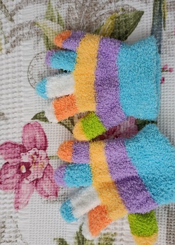 Kız Çocuk Çok Renkli Örgü Eldiven - Görsel 2