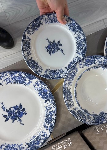 Koyu Mavi Desenli Yemek Tabağı Seti - Görsel 2